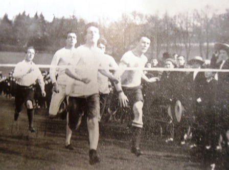 Robert Deakin winning a race at Cheltenham Grammar School